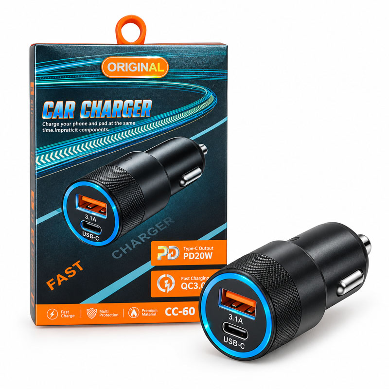 شارژر فندکی CC-60 QC3.0 PD