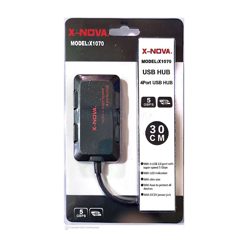 هاب 4 پورت X-NOVA X1070 30CM - USB 2.0