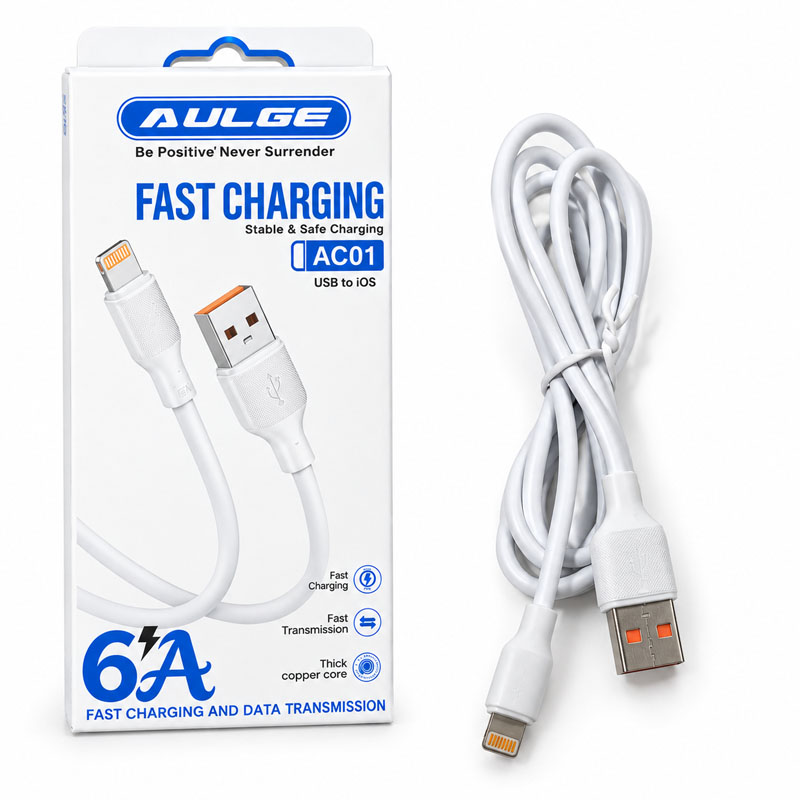 کابل شارژ آیفون AULGE AC01 1M 6A