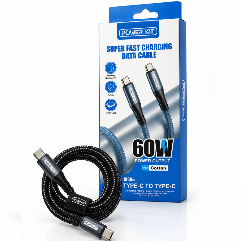 کابل شارژ POWER KIT COTTON Type-C to Type-C 1M 60W