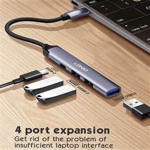 هاب 4 پورت الدینیو LDNIO DS-34C TYPEC 2USB 2.0 + 1USB 3.0 + USB-C