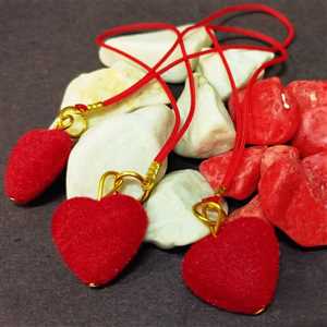 آویز موبایل و فلش قلب مخملی