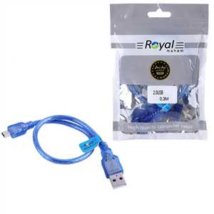 کابل MINI USB شیلدار رویال ROYAL 30CM - کابل ذوزنقه