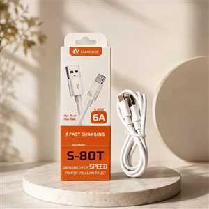 کابل شارژ TYPE C فست SASATHREE S-80T 1M 6A