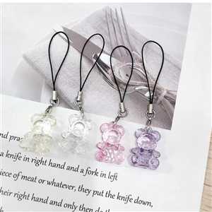 آویز موبایل و فلش خرس شیشه ای