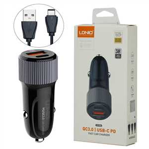 شارژر فندکی الدینیو LDNIO C510Q 38W + کابل TYPEC